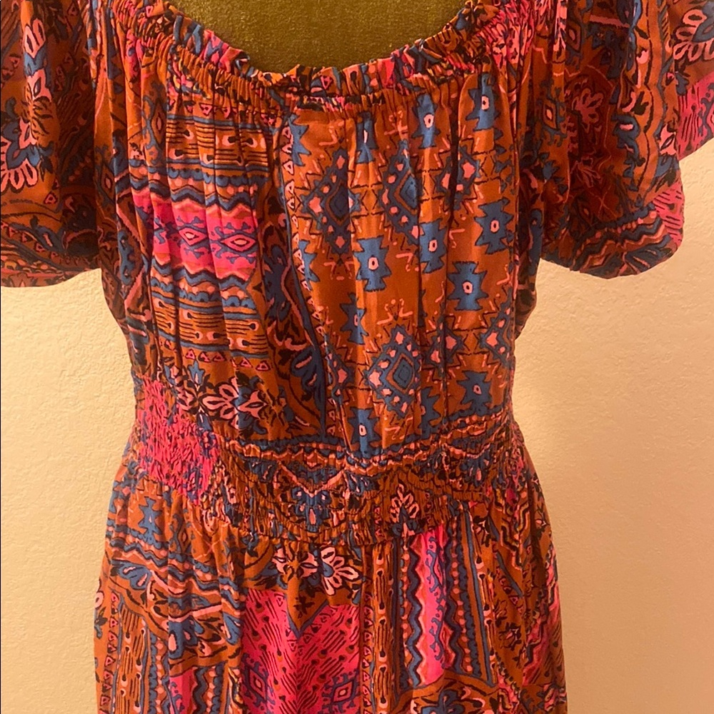 TORRID. Bohemian Pink and Orange Maxi Dress - Picture 4 of 7